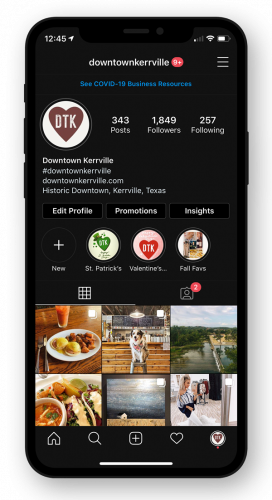 Downtown Kerrville Instagram Dashboard Example